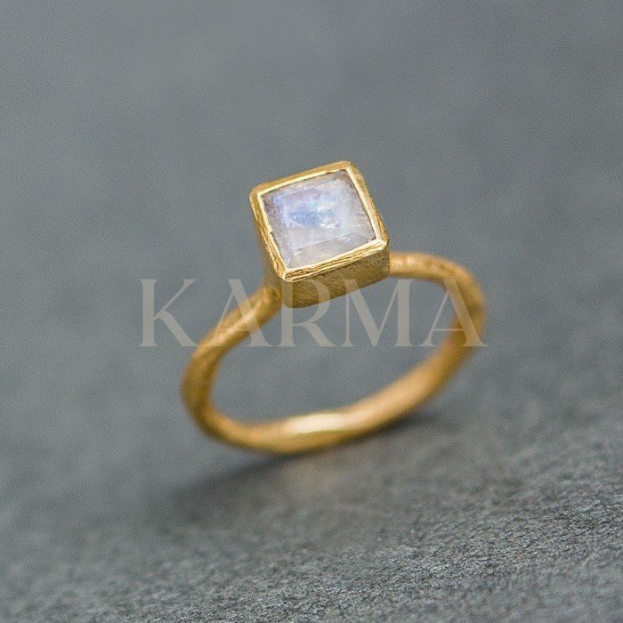 Gold Plated Sterling Silver Ring with Aqua Chalcedony